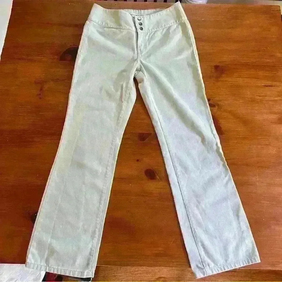 Y2K Tommy Hilfiger Jeans Women's Size 4 Bootcut Mid Rise Denim khaki Three snap - Picture 3 of 14